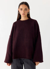 Jack Oversized Knit Sweater - Plum