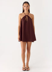 Soft Breeze Mini Dress - Chocolate