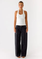 Nauton Ribbed Halter Top - White