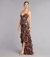 Megan Leopard Floral A-Line Formal Dress