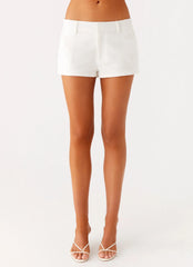 Delong Low Rise Linen Shorts - White