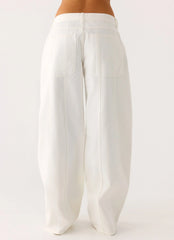 Johnny Low Rise Wide Leg Jeans - White