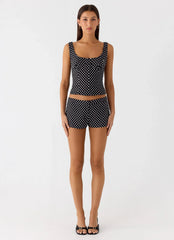 Coastline Bustier Top - Black Polkadot