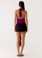 Right Back Halter Top - Maroon