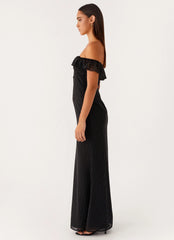 Scarlet Cherry Maxi Dress - Black Polka Dot