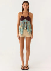 Lyrica Halter Top - Aqua Blur