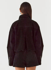 Marlow Faux Suede Jacket - Black