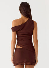 Stereotype One Shoulder Top - Chocolate