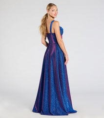Clarence Corset Slit Glitter A-Line Formal Dress