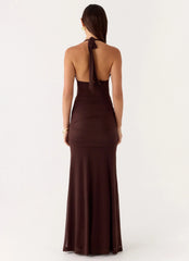 Miyah Halter Hardware Maxi Dress - Chocolate