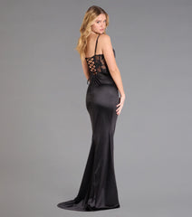 Idra Lace Corset Satin Wrap Formal Dress