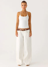 Johnny Low Rise Wide Leg Jeans - White