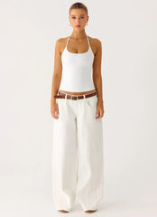 Johnny Low Rise Wide Leg Jeans - White