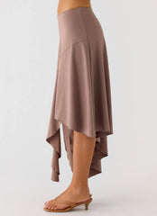 Jisoo Asymmetric Midi Skirt - Desert Taupe