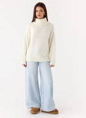 Gabrielle Knit Sweater - Ivory Cream