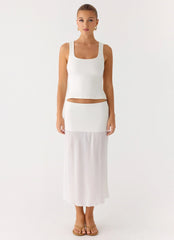 Connect My Heart Midi Skirt - White