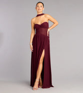 Rhea Mesh Strapless A-Line Dress With Scarf