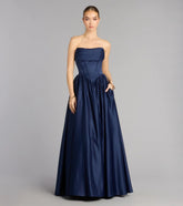 Ivana Satin Ball Gown With Pockets