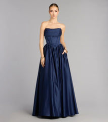 Ivana Satin Ball Gown With Pockets