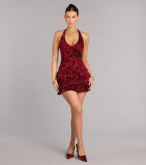 Soft Spotlight Halter Skater Dress