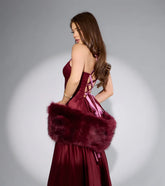 Stacy Satin Contrast Lace-Up Ball Gown