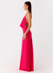 Tropic Muse Beaded Cowl Maxi Dress - Fuchsia