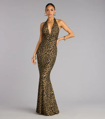 Diana Glitter Leopard Mermaid Formal Dress