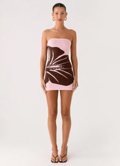 Kader Strapless Knit Mini Dress - Espresso Meadow