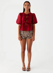 Western Wind Tie Top - Maroon
