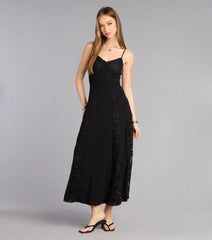 Soft Spoken Statement Linen V Neck Maxi Dress