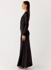 Palm Haze Maxi Dress - Black