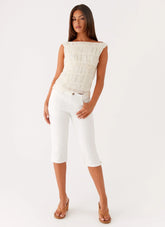 Rocco Denim Capri Pants - Off White