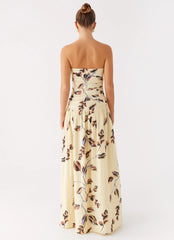 Rhea Ruched Maxi Dress - Buttercream Bliss