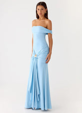 Vee Bardot Maxi Dress - Blue