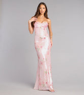 Arely Floral Sequin Corset Formal Dress