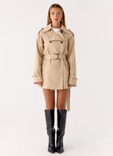 Jackie Mini Trench Coat - Tan