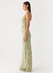 Ultra Quiet Halter Maxi Dress - Wispy Fern