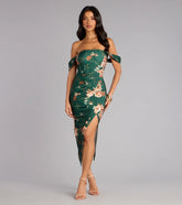Floral Whispers Off-The-Shoulder Midi Dress