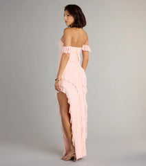 Cecilia Off-The-Shoulder Ruffle Formal Dress