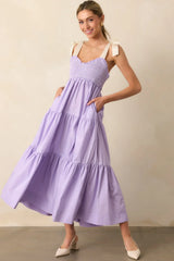The Felicity Lavender Cotton Midi Dress
