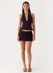 Rushing Around Halter Top - Black