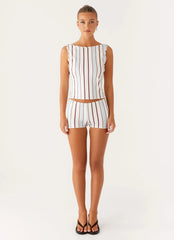 Sun'S Out Low Rise Mini Shorts - Blue Stripe