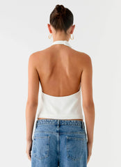 Zaylee Belt Cowl Top - White
