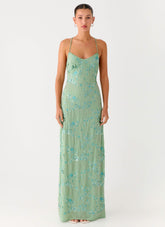 Vietta Sequin Cami Maxi Dress - Mint