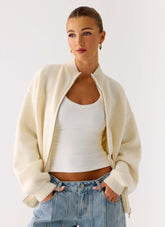 Davy Knit Zip Jacket - Ivory