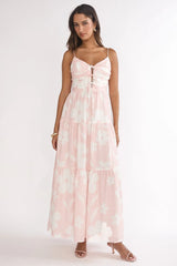 Darelle Tied Bodice Maxi Dress Floral Pink