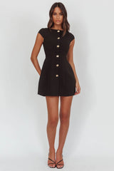 Rebel Cap Sleeve Mini Dress Black