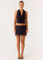 Overload Beaded Mini Skirt - Black