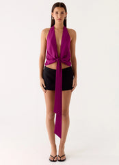 Right Back Halter Top - Maroon