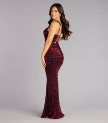 Clara Velvet Mesh Lace-Up Formal Dress